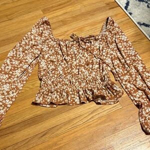 Floral Brownish/Orange Women's Top